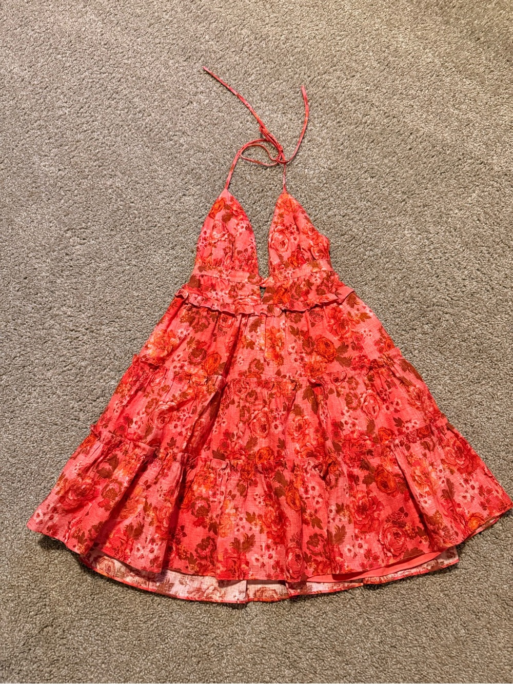 Cami NYC Pink-Red Floral Halter Dress